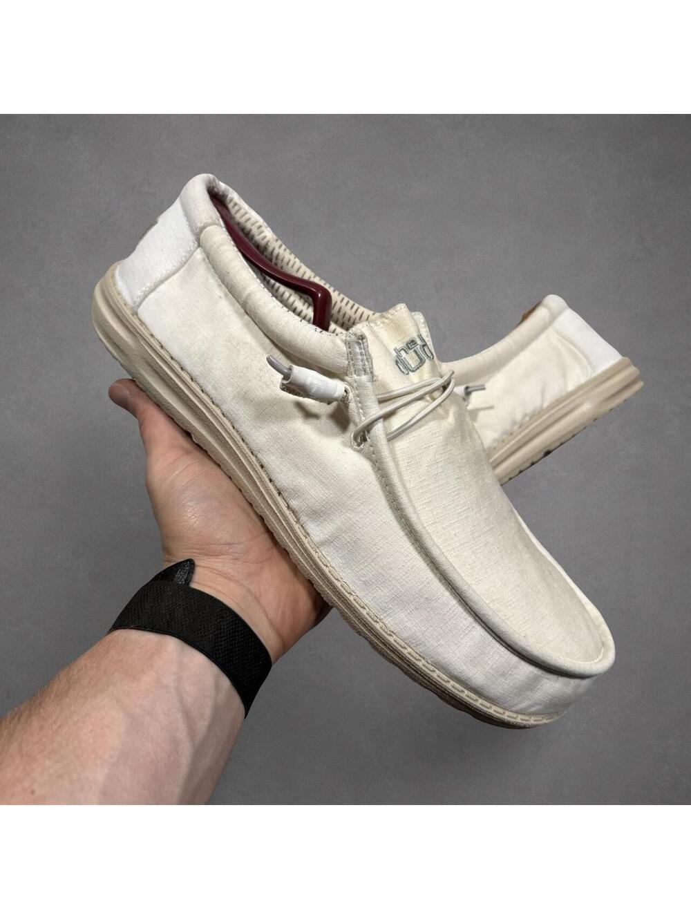 Hey Dude Wally Canvas Casual Shoes Ivory White Size 14